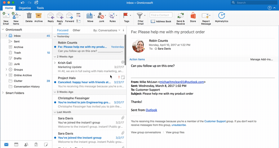 How to see sent messages on mac outlook app email